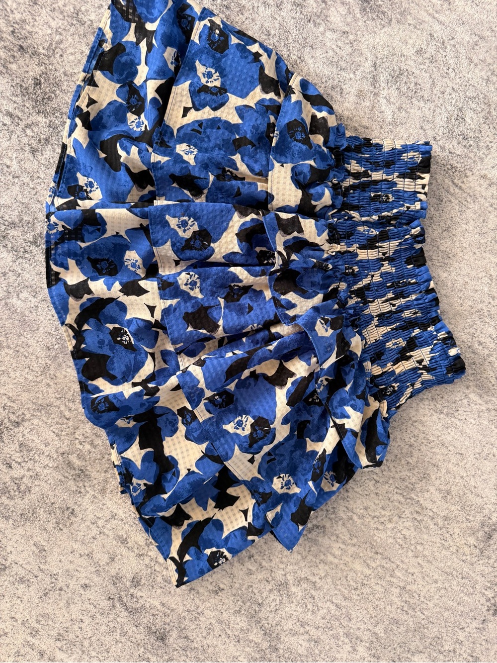 Who What Wear Blue Floral Smocked-Waist Skort
